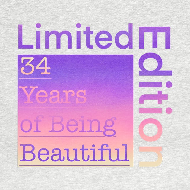 34 Year Old Gift Gradient Limited Edition 34th Retro Birthday by Designora